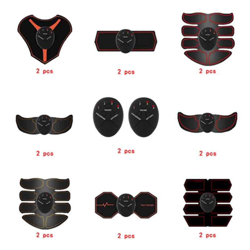 

2pc Replacement Muscle Stimulator EMS Figure Slimming Machine Weight lossing Tens Exercise Slim Belt Rechargeable Part Black