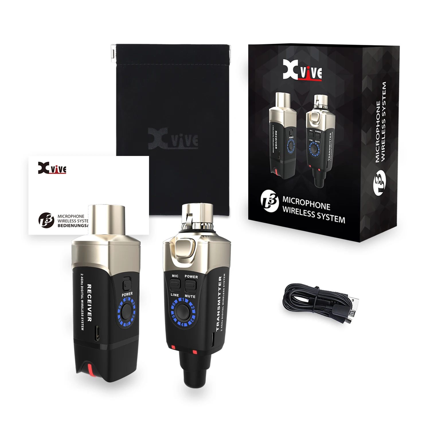 Xvive U3 Беспроводная микрофонная система 2 4G перезаряжаемая подходит с XLR
