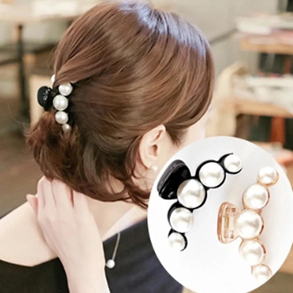 

YJSFG HOUSE 2018 New Crab Hair Claws Imitation Pearl Lady Hair clips Women Hairpins Plastic Elastic Barrette Hair Accessories