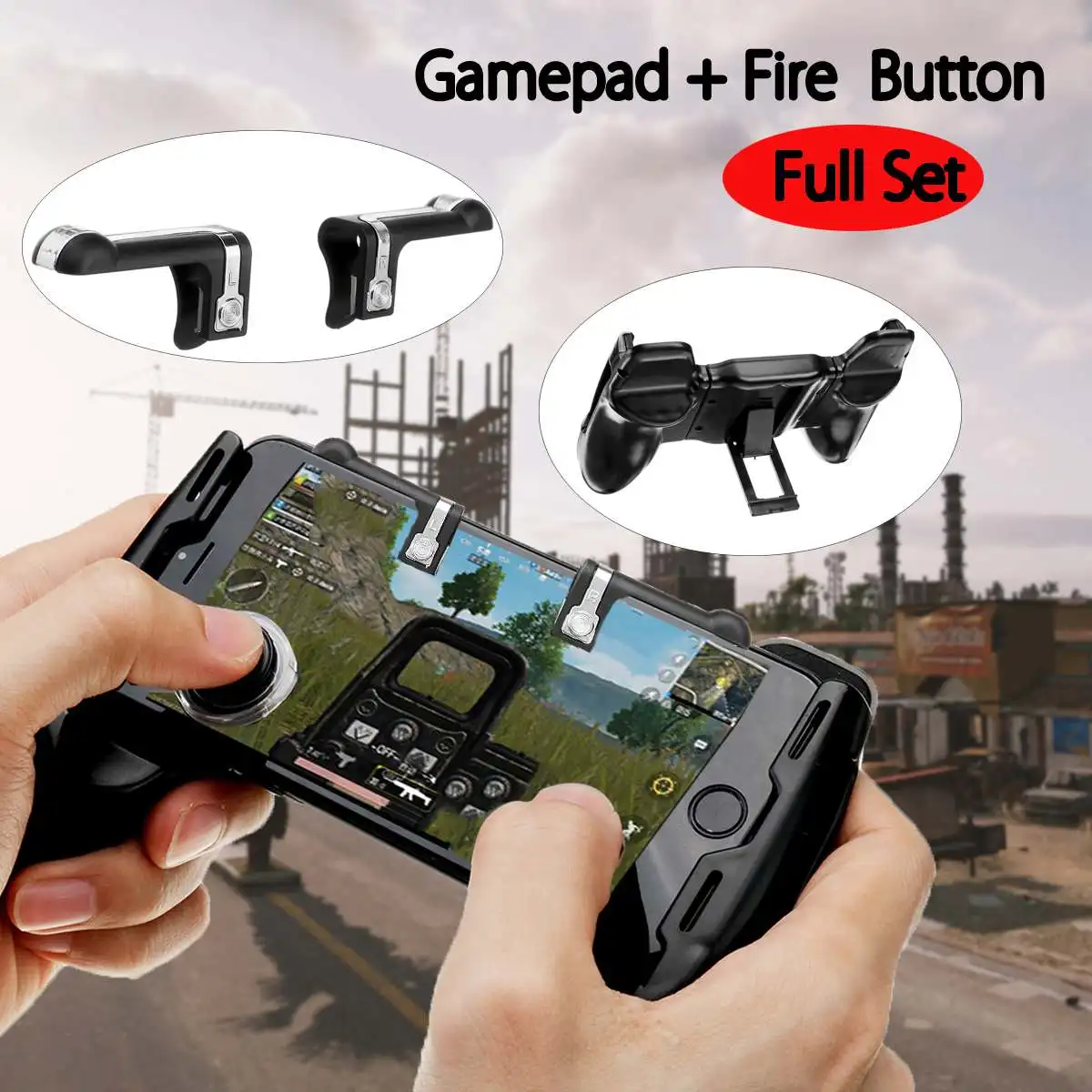For PUBG Controller Mobile Phone Gaming Joystick Handle Bracket Holder + L1R1 Shooter Controller Button Aim Key Gaming Trigger