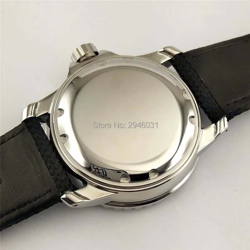Corgeut 45 мм холщовый ремешок черный ободок черный циферблат Автоматические наручные часы 2671