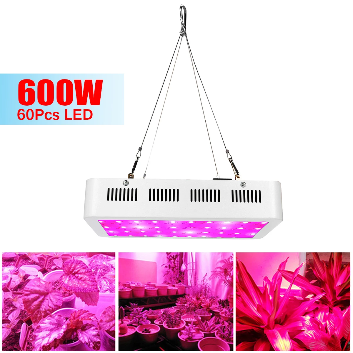 

Grow Plant Light 600W 100pcs US/EU/AU Plug LED Double Chips Full Spectrum Lamp Indoor Plants Flower Veg Low Energy Hanging