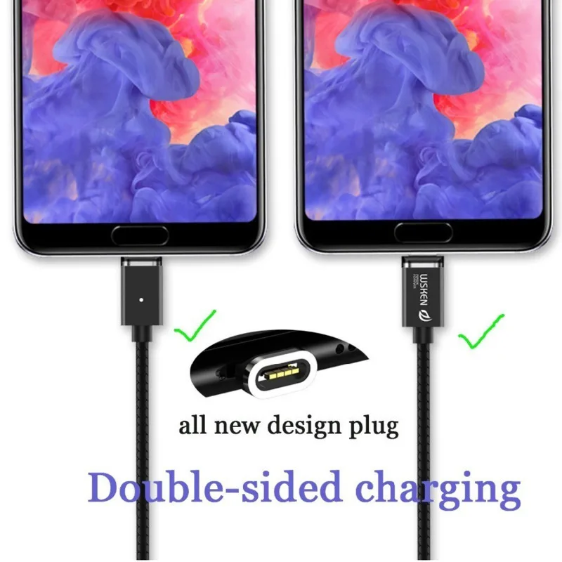 Wsken Магнитный кабель USB Type c для Samsung S9 Huawei P20 Xiaomi mi8 Быстрая зарядка магнит C TypeC