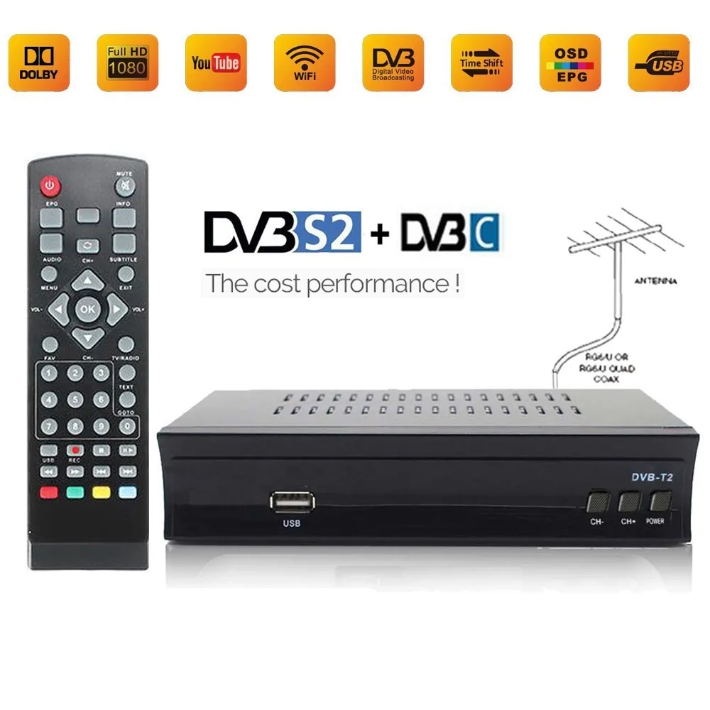 

GX3235S Free DVB-C TV DVB-T2 Digital TV Box DVB T2 Tuner DVBT2 Receiver Satellite Set-Top Box USB Wifi Youtube IPTV m3u Player