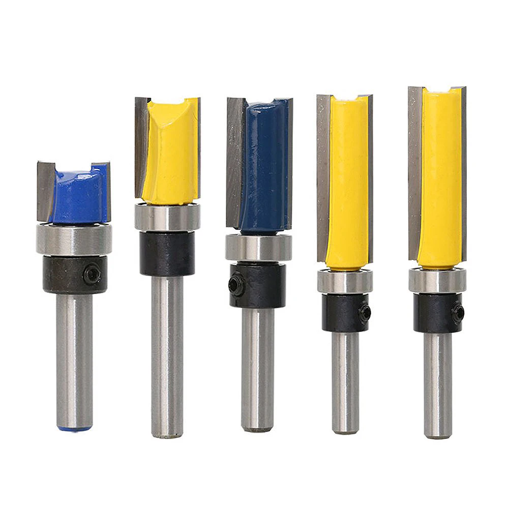 

5Pcs Straight Flush Trim Router Bit Set With 1/4 Inch Shank Bit Cutter Top Bearing straight bit Woodworking Tools Router Bit