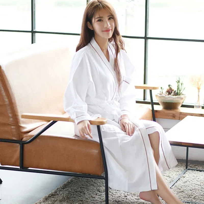 Quality Waffle Bathrobe 100% Cotton 5-Star Hotel Unisize Unisex Solid White Bath Robe for Adults Thicken Bath Towel for Bathroom