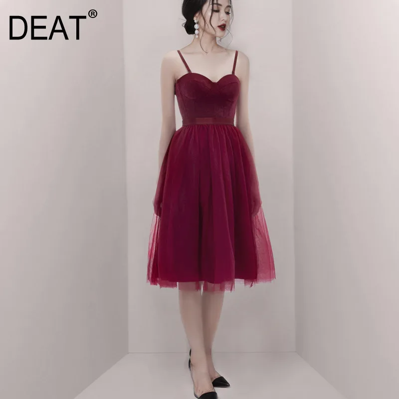 

DEAT 2020 Spring New Sling Strapless Strapless High Waist Bud Silk Yarn High Quality A-Line Dress Knit Fashion Blouse QF48103L