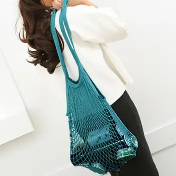 

New Reusable String Shopping Grocery Bag Fruit Vegetables Shopping Bags Shopper Mesh Net Woven Cotton Hand #02