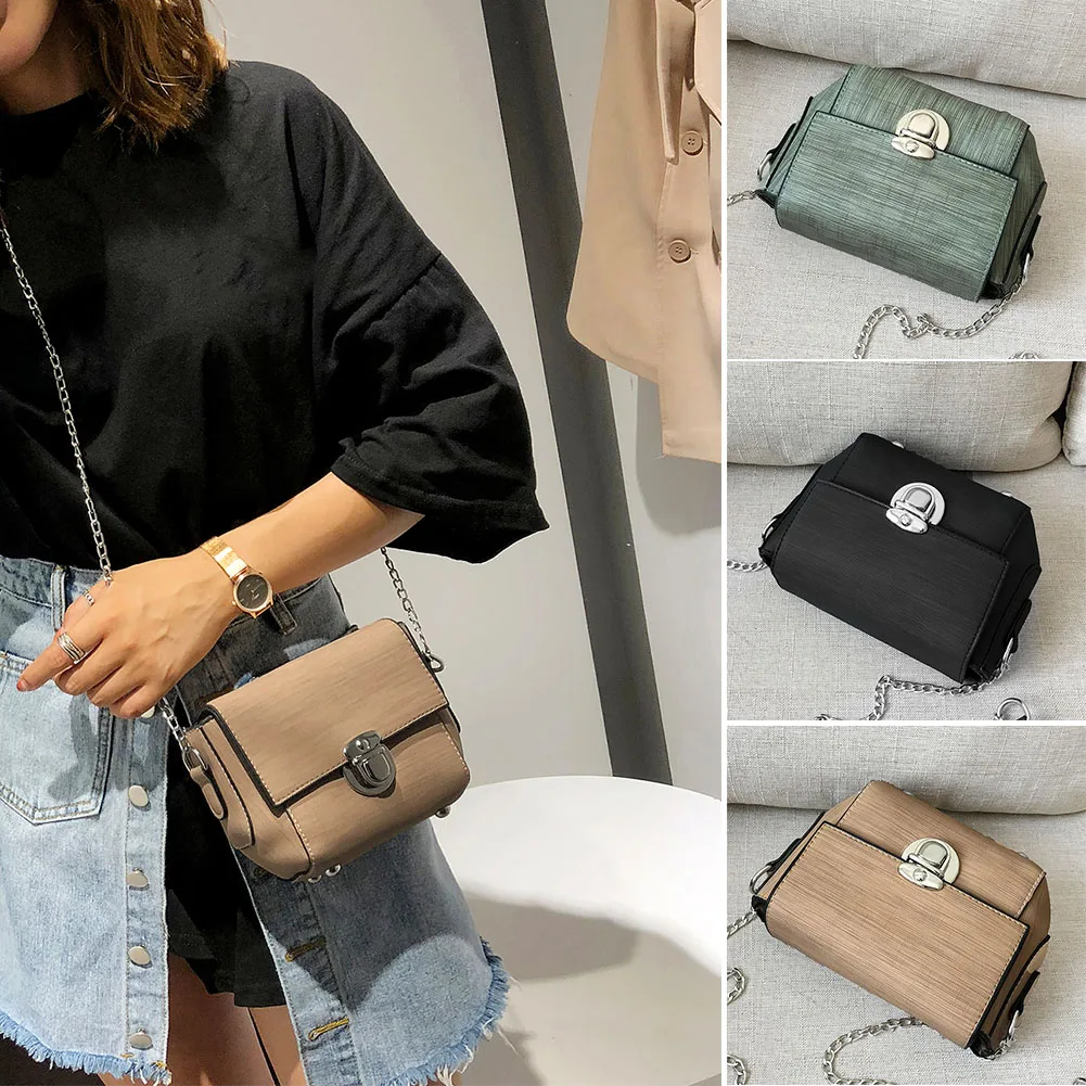 

Women Crossbody Bag Flap Dating Hasp Purse PU Leather Single Shoulder Party Handbag Mini Metal Chain Casual Messenger Bags Tote~