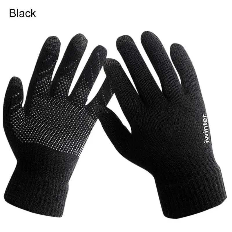 

Autumn Winter Warm Anti-skid Fleece Lined Thermal Men Knitted Gloves Touch Screen High Quality Male Thicken Warm Wool Gloves