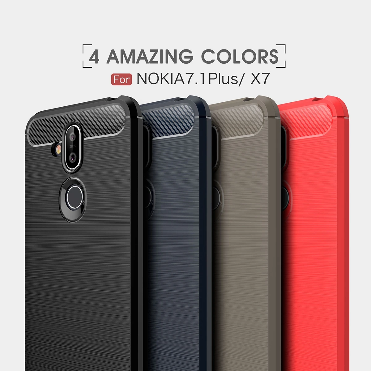 CASEWIN For Nokia 8.1 7.1 Plus (Nokia X7) Back Case Slim Carbon Fiber Phone Anti-Scratch Protective Cover |