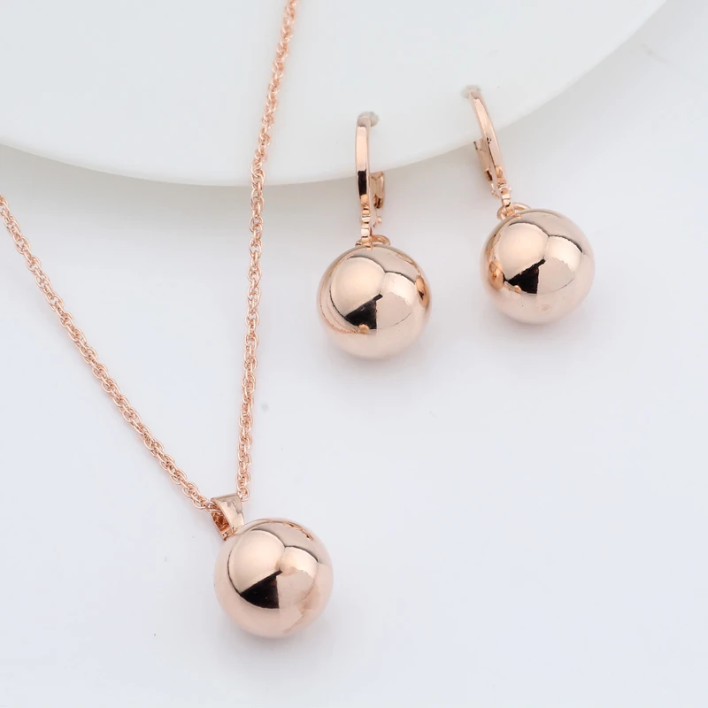Irina New Arrivals 585 Rose Gold Spherical Ball Geometric  Dangle Earrings Set  Women Wedding Party Exquisite Jewelry Set costume pearl jewelry sets