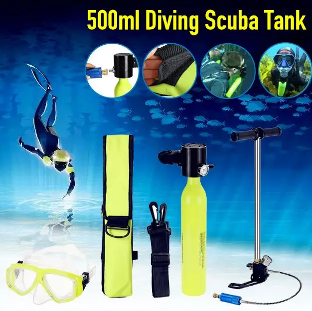 

0.5L Portable Mini Scuba Oxygen Cylinder Air Tanks Diving Equipment For Snorkeling Underwater Breathing Pump Bag for 7-10minute