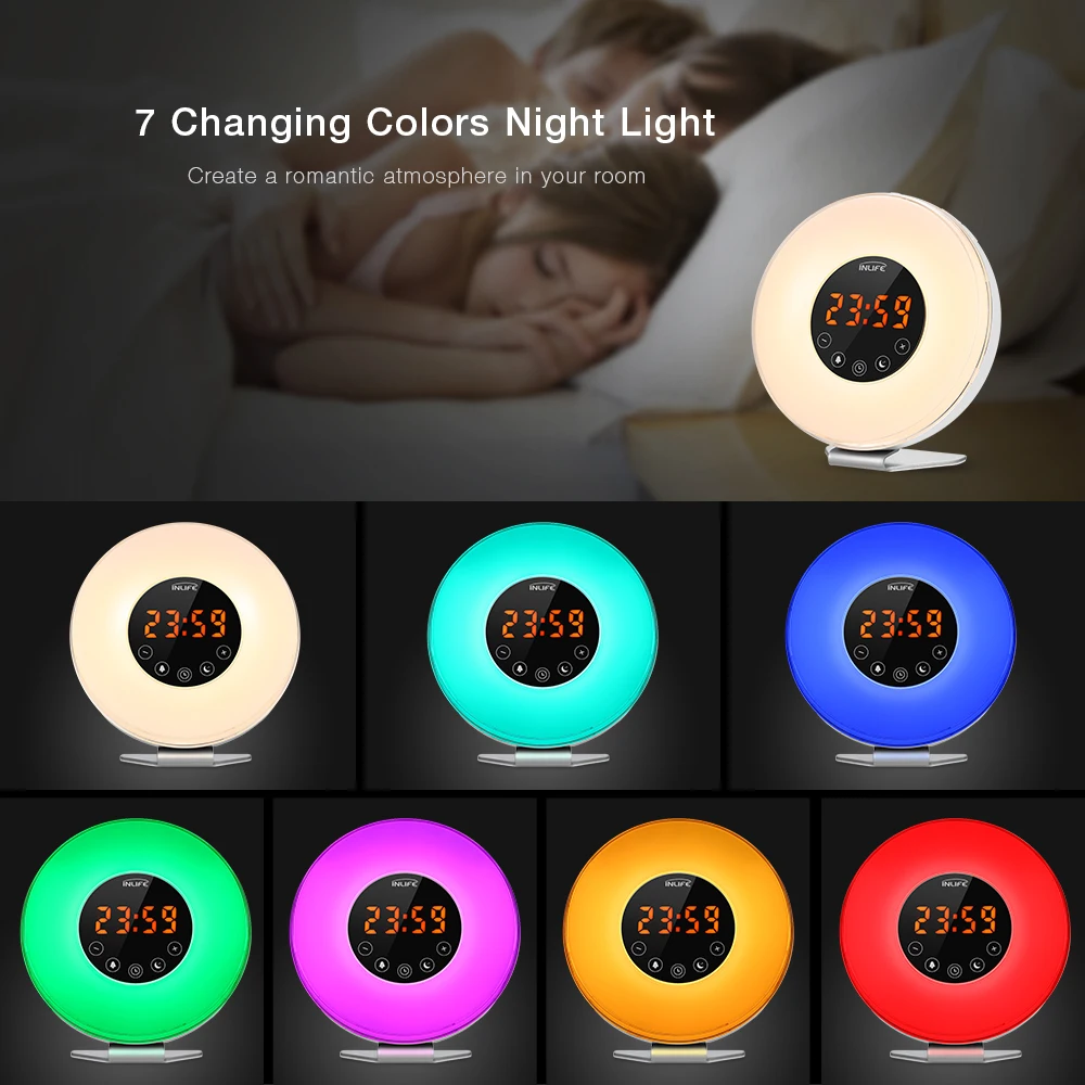 Inlife 6639 Wake Up Light с FM радио дисплеем времени Сенсорный режим светодиодный дисплей