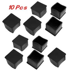SODIAL (R) 10 шт Черный резиновый квадратный 38 мм x 38 мм Защитный колпачок для ног стула стола