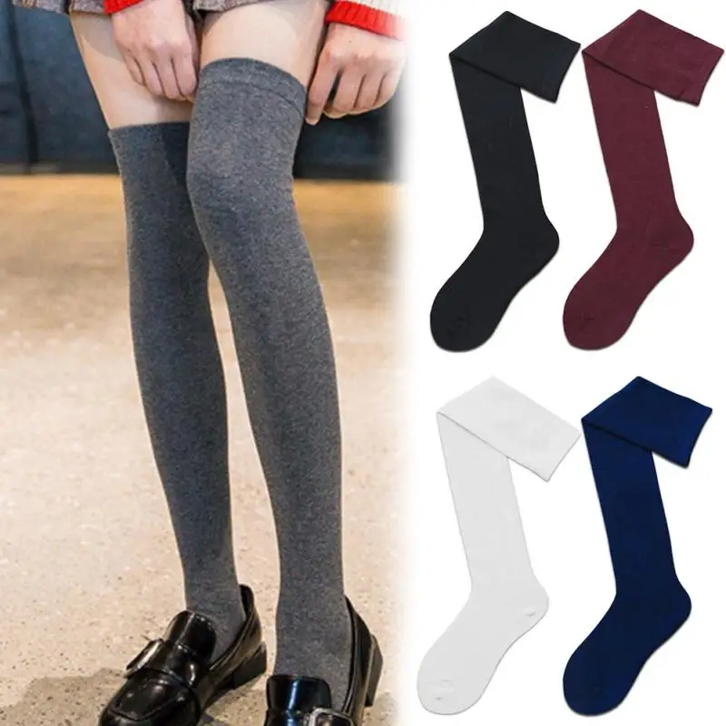 New Women Fashion Stockings Thigh Solid Long Casual High Simple Over ...