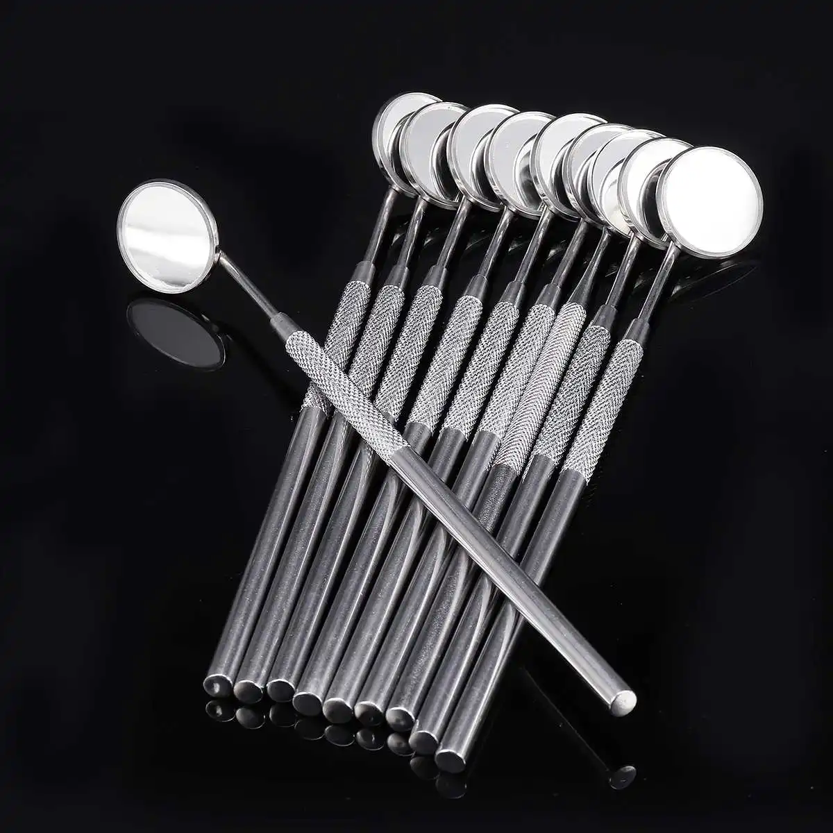 16mm 10Pcs Stainless Steel Dental Mouth Mirror Instrument With Handle