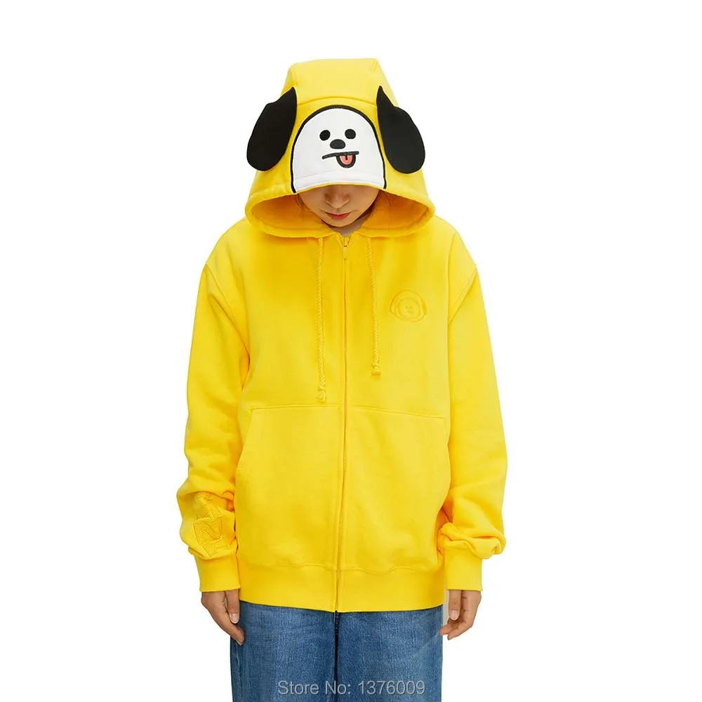 KPOP BTS мультфильм TATA Толстовка для женщин Повседневное толстовки на молнии BT21 Sudadera