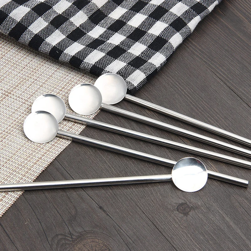 

Cocktail spoon drinking straw spoon Spoonbill Spoon Cup Latte Stained Cocktail Spoon Iced Coffee 6x