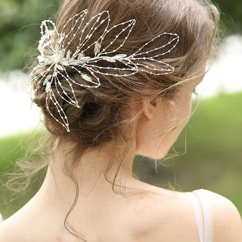 

Big Leaf Crystal Tiara Vintage Rhinestone Pageant Crowns Baroque Wedding Hair Accessories Women Hair Ornaments