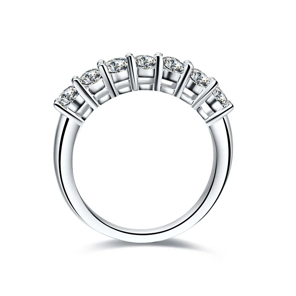 Solid 14K White Gold AU585 Band Ring Seven Stones Reliable 0.7Ct Diamond Women Ring Anel Zelda Feminino Ring