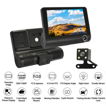 

4.0in 3 Way Car DVRs Camera Video Recorder Rear View Auto Registrator With Two Cameras Dash Cam Dual Lens Carcorder Night Vision