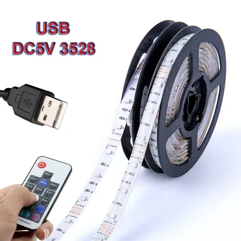 

3528 RGB 5v usb 2M 3M 4M 5M colorful changeable IP65 Christmas desk decorate for tv pc Background lighting with remte controller