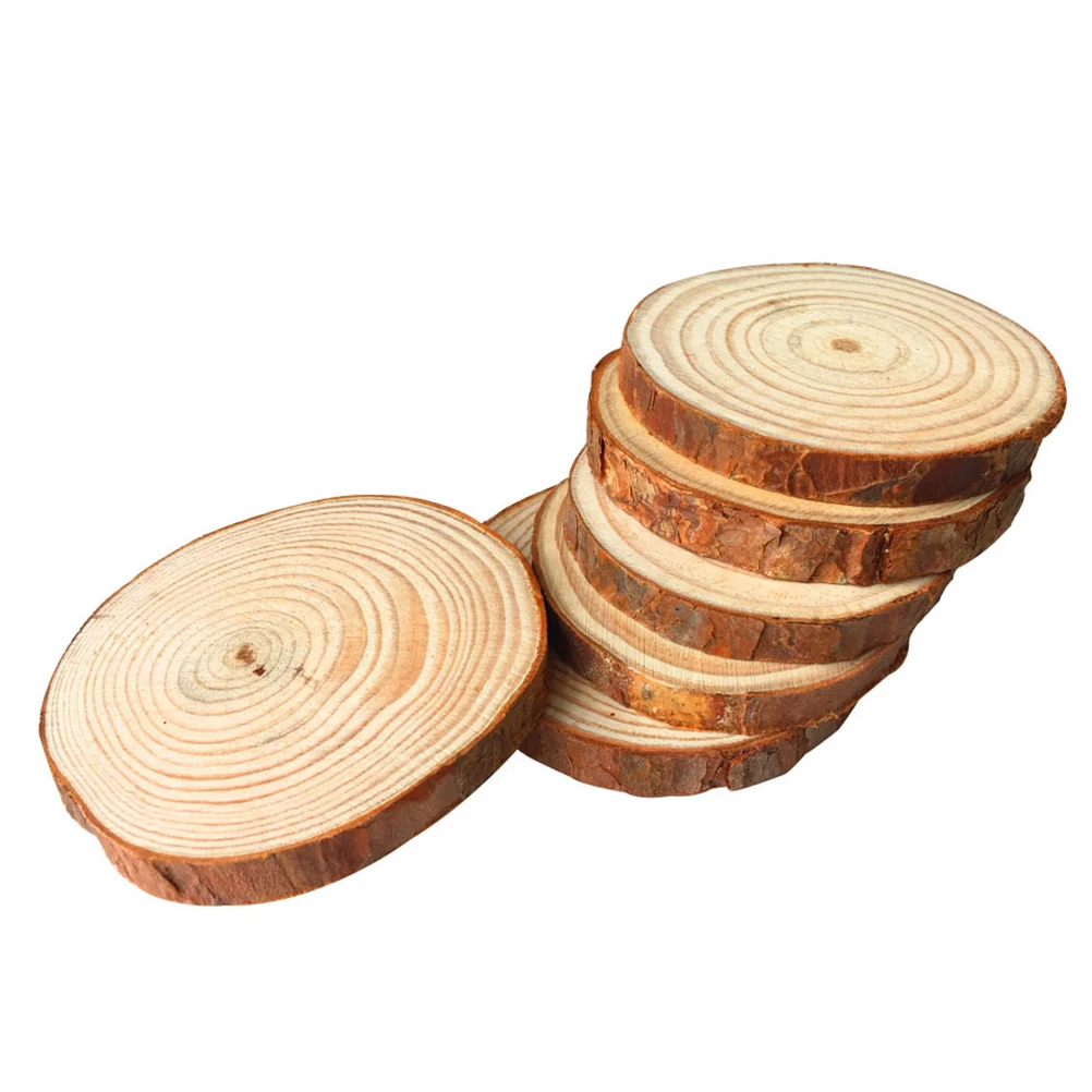 10PCS NATURAL WOOD Pieces Slice Round Unfinished Wooden Discs for Crafts  Center $13.81 - PicClick AU