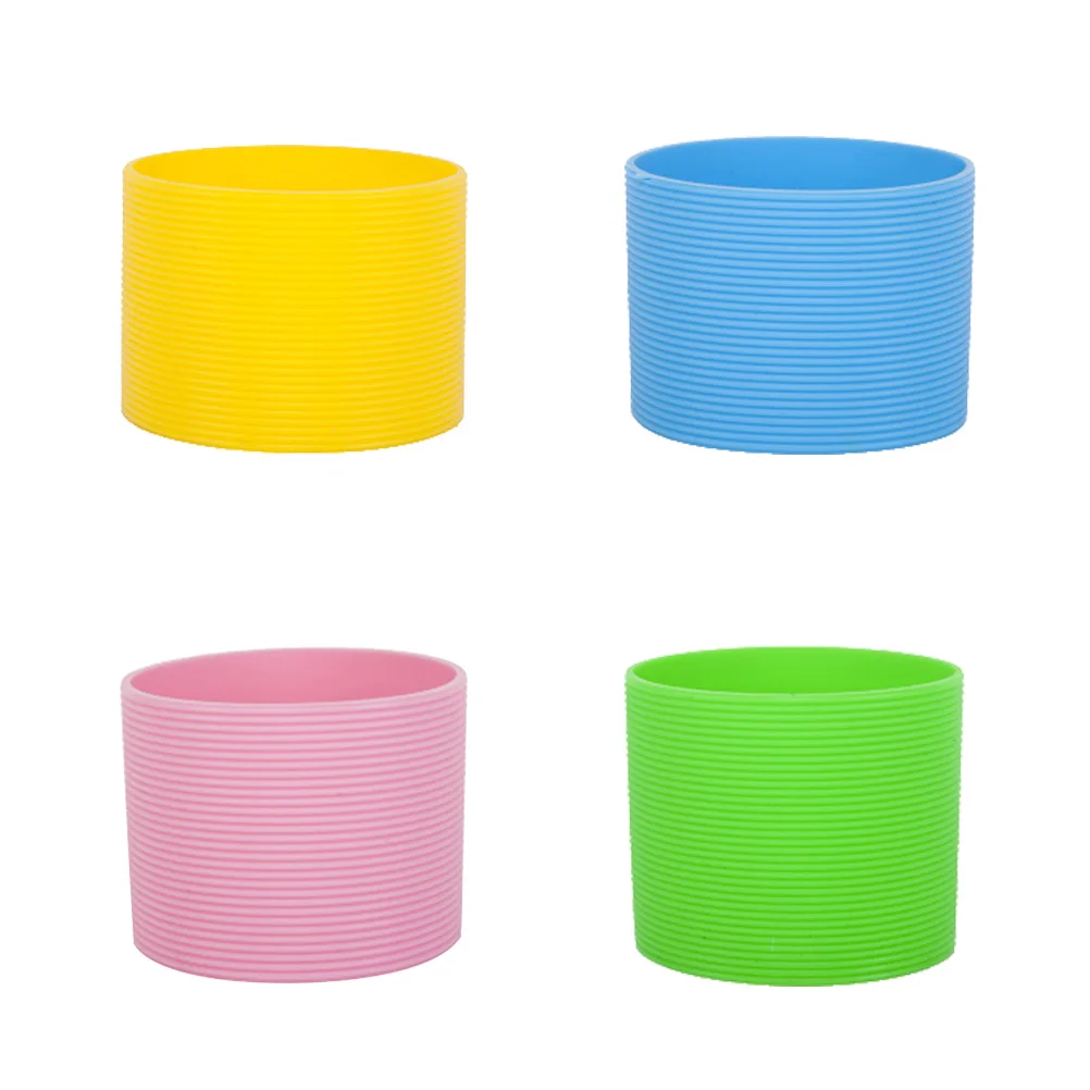 

4 Pcs Silicone Sleeves For Mugs,Ceramic Cup Sleeves Stripes And Vertical Grain Sleeves Cover Heat Insulation Sleeves