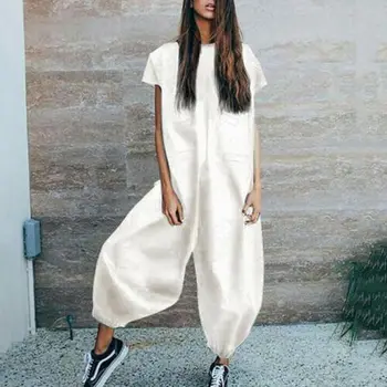 

New Fashion Women Clubwear Summer Solid Casual Playsuit Loose New Holiday Fashion Party Jumpsuit Trousers