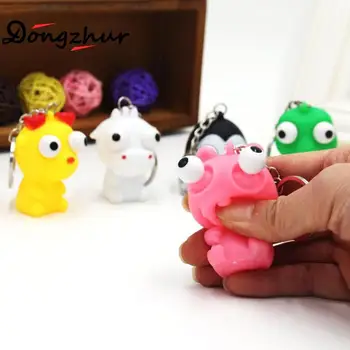 

1PCS Lovely Animal Squeeze Toy Tumbled Eye Decompression doll Keyring Key Chain Ring Random Delivery JYW4384