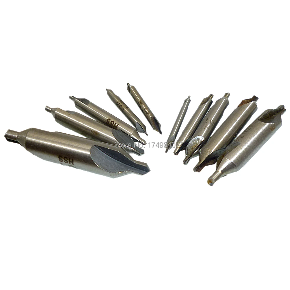 10pcs HSS Combined Countersinks Center Drills 60 Degree Angle Bit Tip