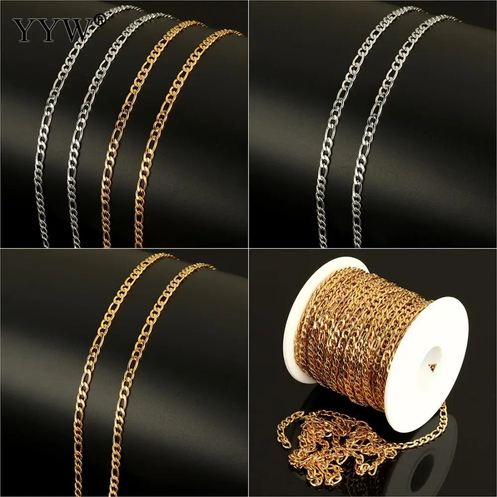 

20m/Spool Stainless Steel DIY Jewelry Findings Women Men Necklace Bracelet Making chain Gold Original Color 7x4x1mm 6x4x1mm