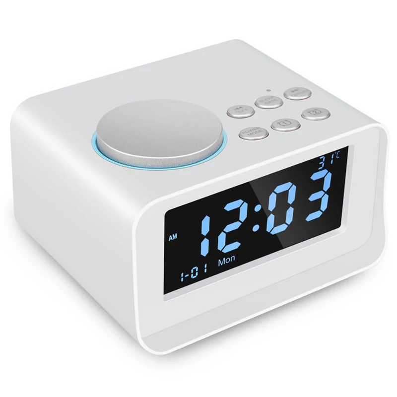 

Eu Plug Digital Alarm Clock, Bluetooth Speaker With Usb Charger, Fm Radio, Snooze, Aux Tf Card Play, Thermometer