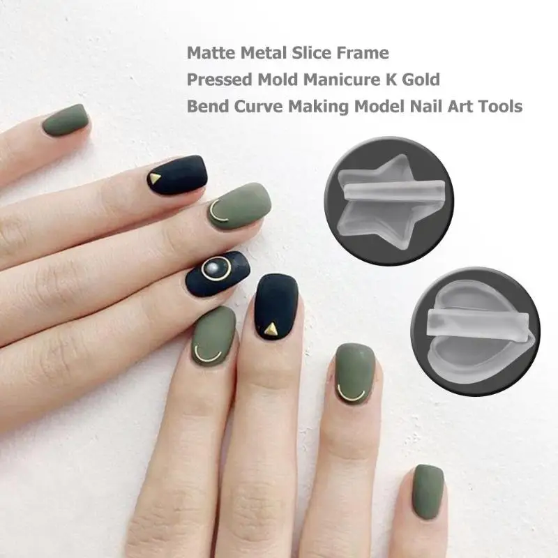 

1Set Heart Acrylic Bend Curve Making Model Transparent Star/Heart Nail Art Metal Slice Pressed Mold Equipment Nail Tools