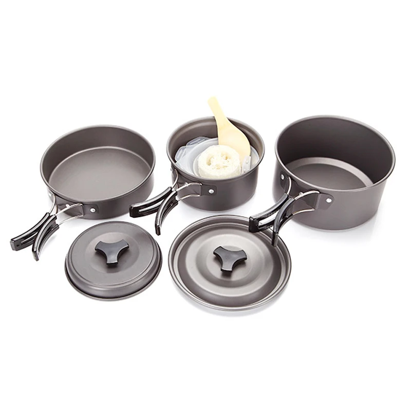 

VIM Outdoor 9pcs Outdoor Camping Hiking Cookware Backpacking Cooking Picnic Bowl Pot Pan Dinner Survival Equipment Aluminu