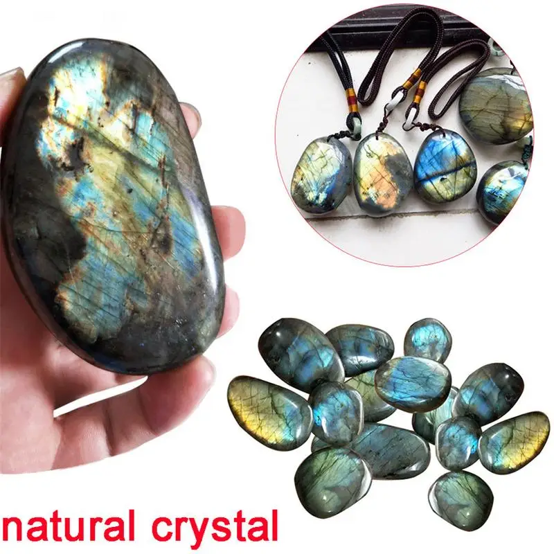 

Natural Crystal Moonstone Raw Gemstone Ornament Polished Quartz Labradorite Plagioclase Ore Specimen Handicraft Pieces Played