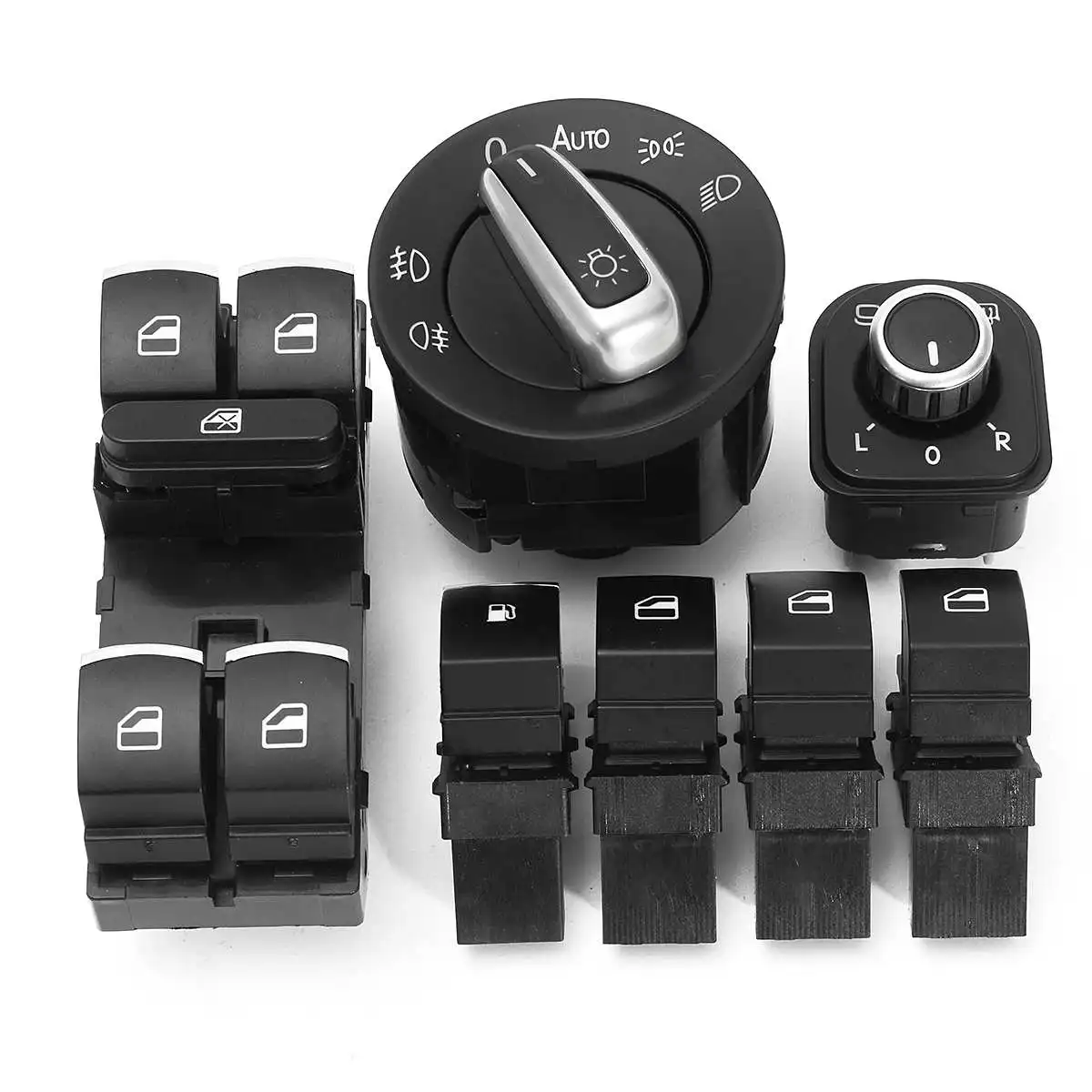 

7Pcs Window Control Headlight Fuel Gas Switch For VW Golf MK5 MK6 for Jetta MK3 MK4 Passat B6 B7 5ND959565B