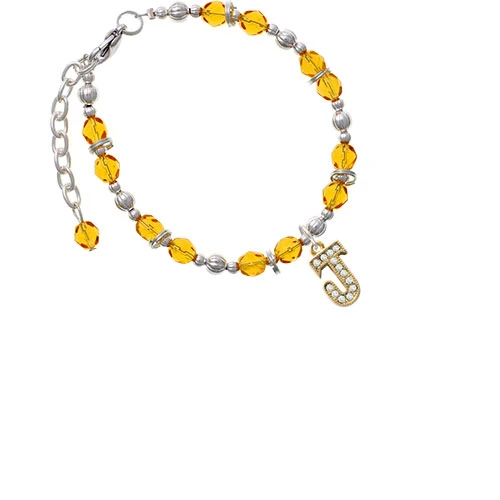 Браслет Goldtone Crystal Initial-J-желтое массивное украшение на шею |