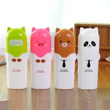 Пластиковая переносная коробка для хранения зубных щеток с рисунком панды, медведя, свиньи, зубная кружка, зубная паста, полотенце, чашка, органайзер для ванной комнаты