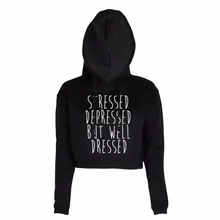 2019 new spring fashion Hoodies STRESSED DEPRESSED Print Women's Sweatshirt Long Sleeve Harajuku Crop Hoodies 2019 new spring fashion Hoodies STRESSED DEPRESSED Print Women's Sweatshirt Long Sleeve Harajuku Crop Hoodies