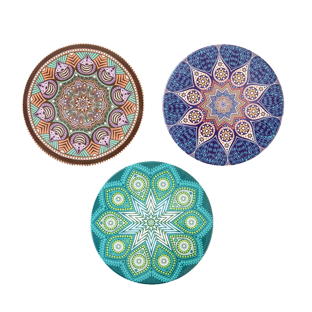 

3pcs Ceramic Coasters Heat Resistant Printed Solid Cork Coaster Cup Coaster for Office Home Hotel