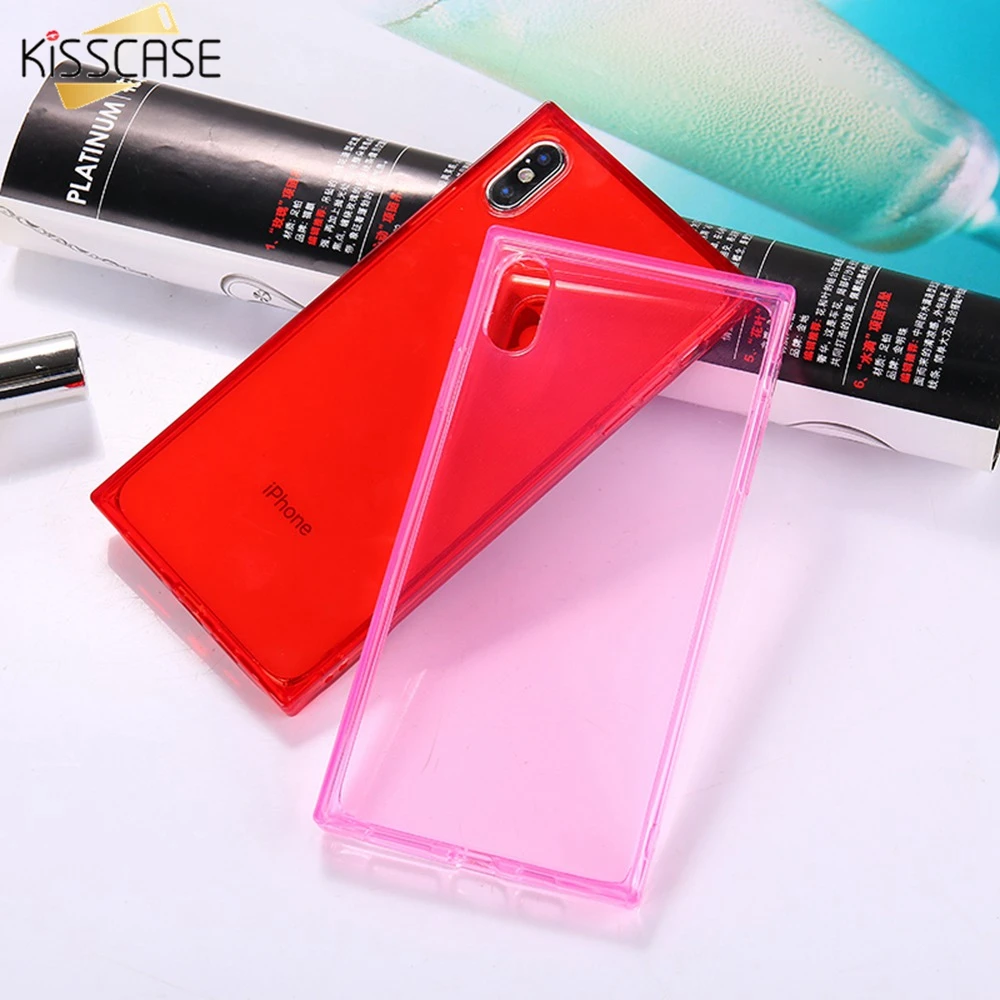 KISSCASE Square Transparent Phone Case For iPhone 5 5S SE X XS Max XR Fashion Colorful Coque 6 6S 7 8 Plus |