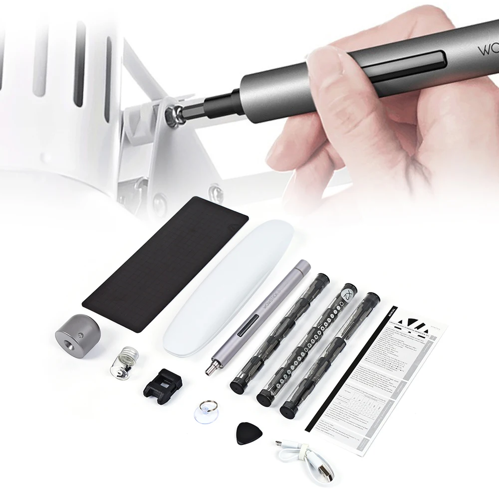 

1F Pro Mini Electric Screwdriver Rechargeable Cordless Power Screw Driver Kit With LED Light Lithium Battery Operated
