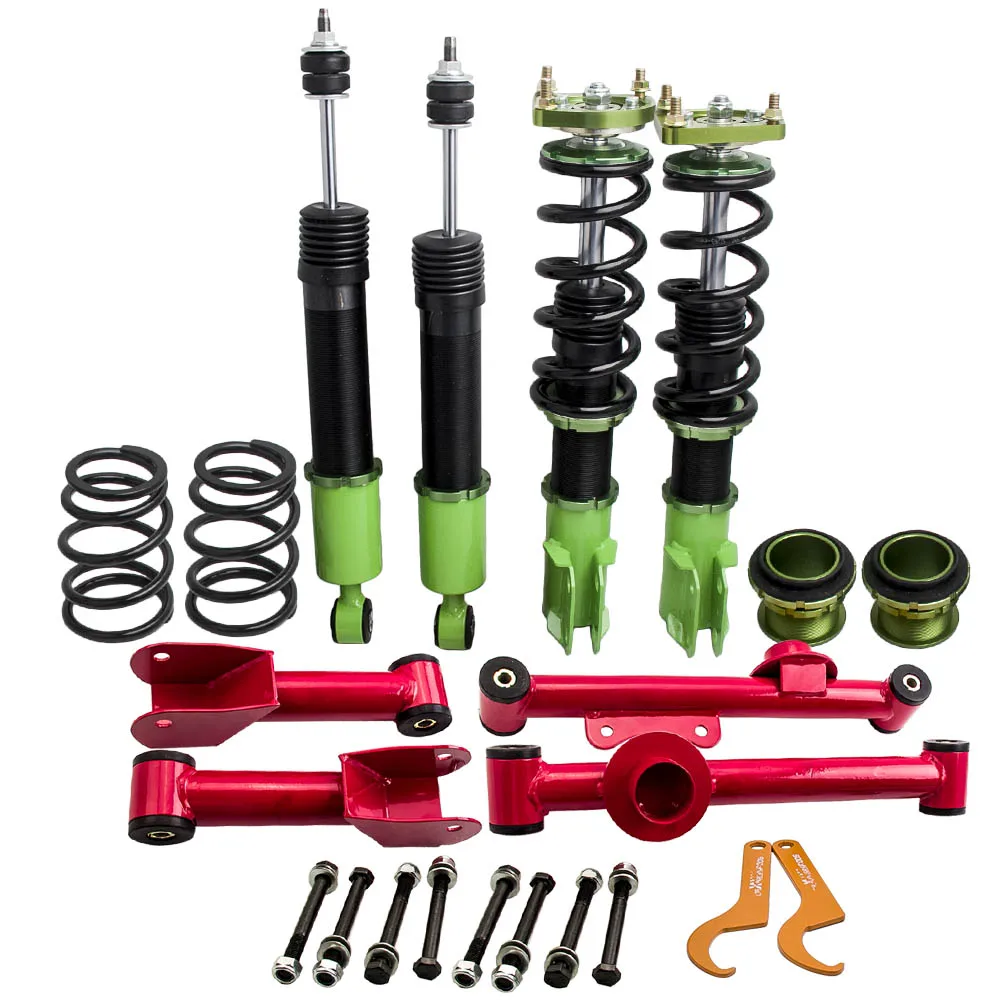 

Suspension Coilovers Kits for Ford Mustang 4th 94-04 Adj. Height Mounts + Rear Control Arms Green Coilover