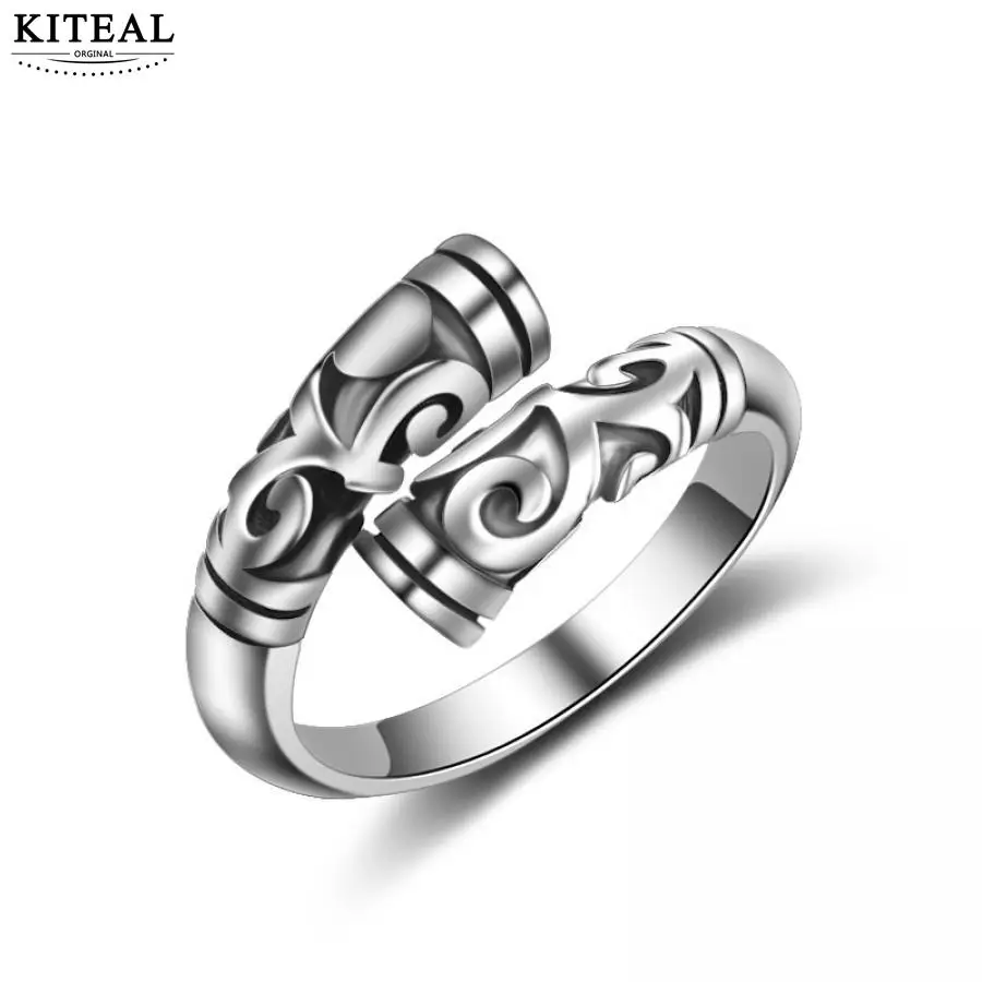 KITEAL 2019 new silver plated 925 engraved resizeable Lady wedding ring balck retro open opal jewelry | Украшения и аксессуары