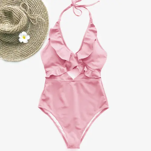 

Sexy Women's One Piece Suit Bikini Push up Padded Ruffles Swimsuit Bathing Swimwear Beachwear