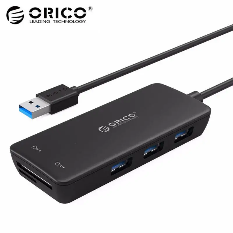 Orico H3TS-U3 3-Порты и разъёмы Multi Функция al USB3.0 концентратор с SD и TF Функция устройство чтения карт памяти, адаптер для портативных ПК (H3TS-U3)