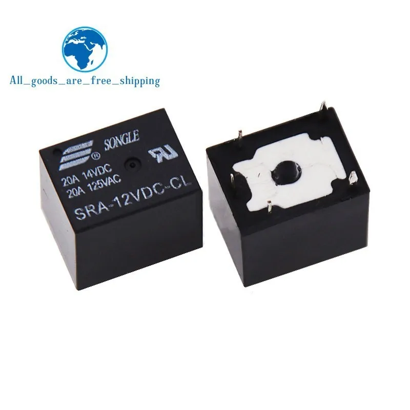 

10pcs Power Relay SRA-12VDC-CL power relay 12V 20A 5pin one open one close black