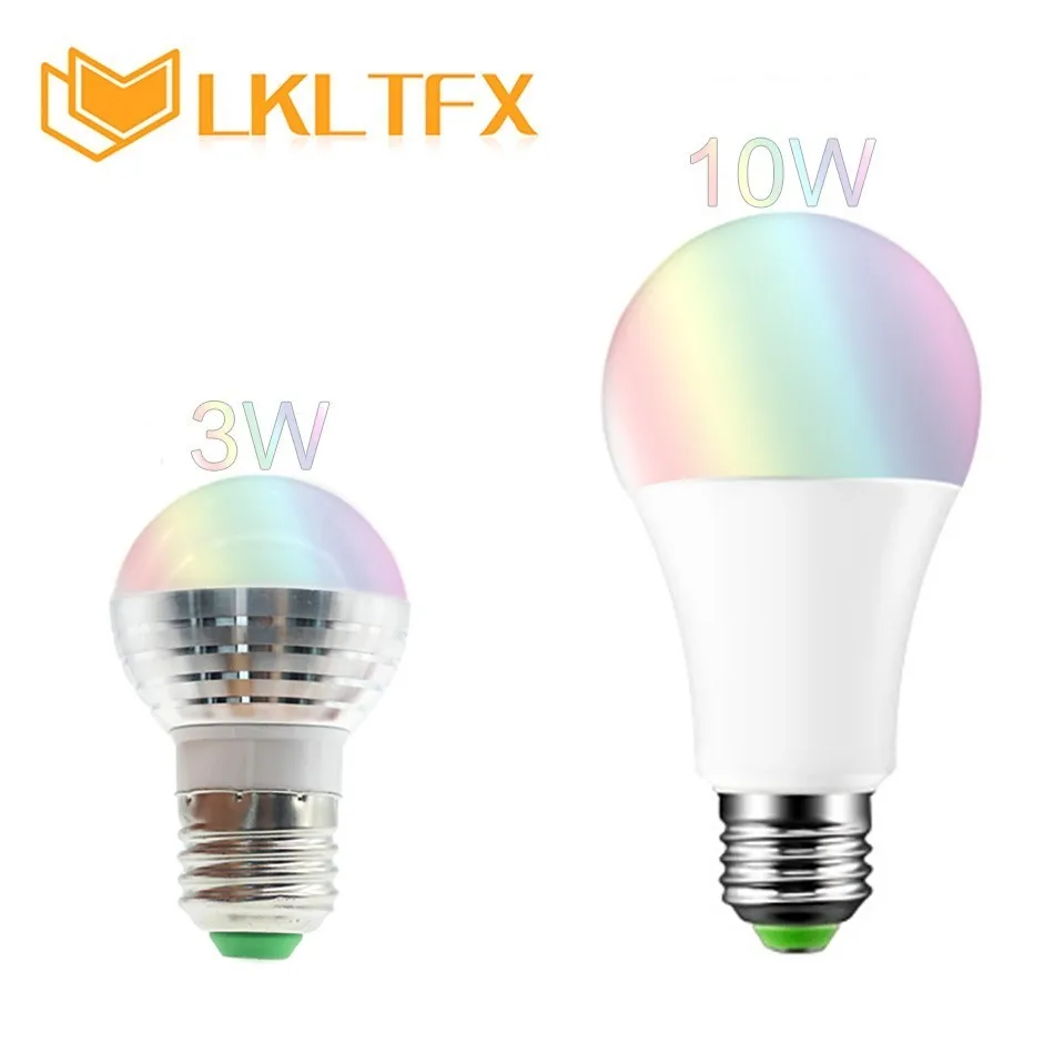 LKLTFX Bulbo 10 W E27 лампа AC90-240V 3 W лампа Светодиодная лампада пятно Blubs Luz сделать Feriado Magia RGB IR Controle Remoto 16 ядер